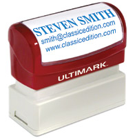 #6 ULTIMARK PRE-INKED STAMP WITH BURGUNDY HANDLE